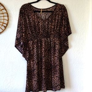 Leopard print Batwing Mini Dress lightweight